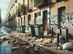 Problemas de limpieza y abandono urbano en Talavera: papeleras rotas y suciedad a la vista
