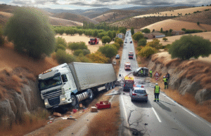 Camión se sale de la vía en Anchuras: último incidente vial en la comarca de los Montes de Toledo