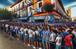 Aficionados hacen cola para conseguir entradas del partido del año en Talavera
