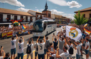 La llegada del Real Madrid a Talavera desata la pasión de los aficionados y llena las calles de emoción
