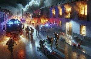 Incendio en Montesclaros deja una mujer herida y provoca importante despliegue de emergencias