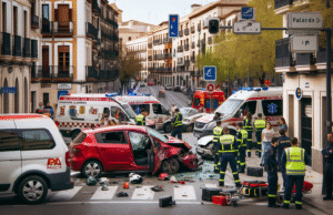 Accidente en avenida Carlos I de Talavera deja un herido y provoca gran despliegue de emergencias