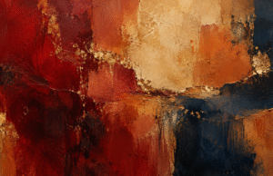 «Azufre Rojo»: exposición de Ana Crespo en Talavera Ilustración editorial abstracta en tonos rojos y ocres
