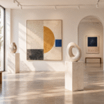 Ilustración editorial de una exposición de arte contemporáneo